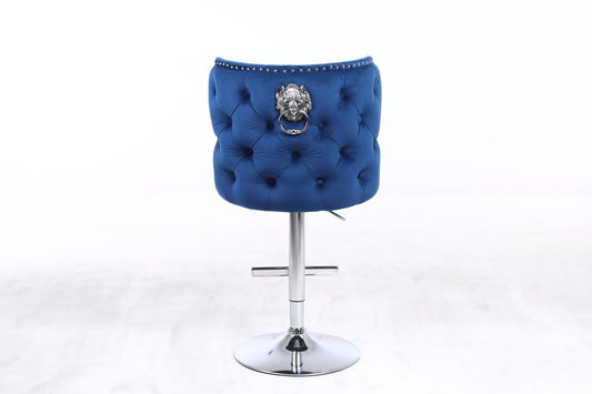 Navy Blue Velvet Barstool